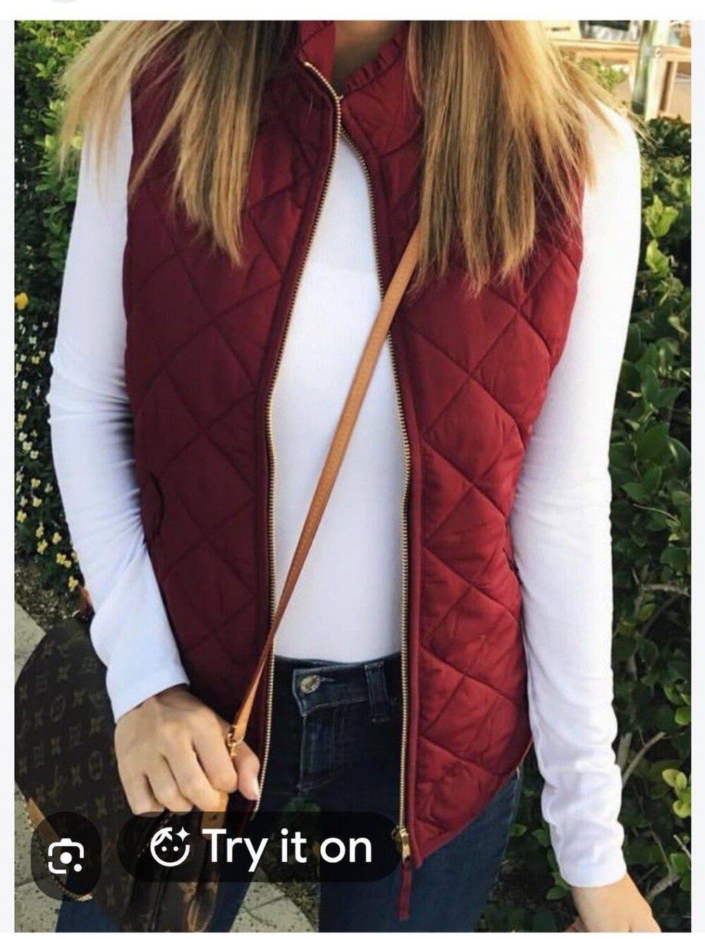 Old Navy Quilted Vest in Deep Wine- XL